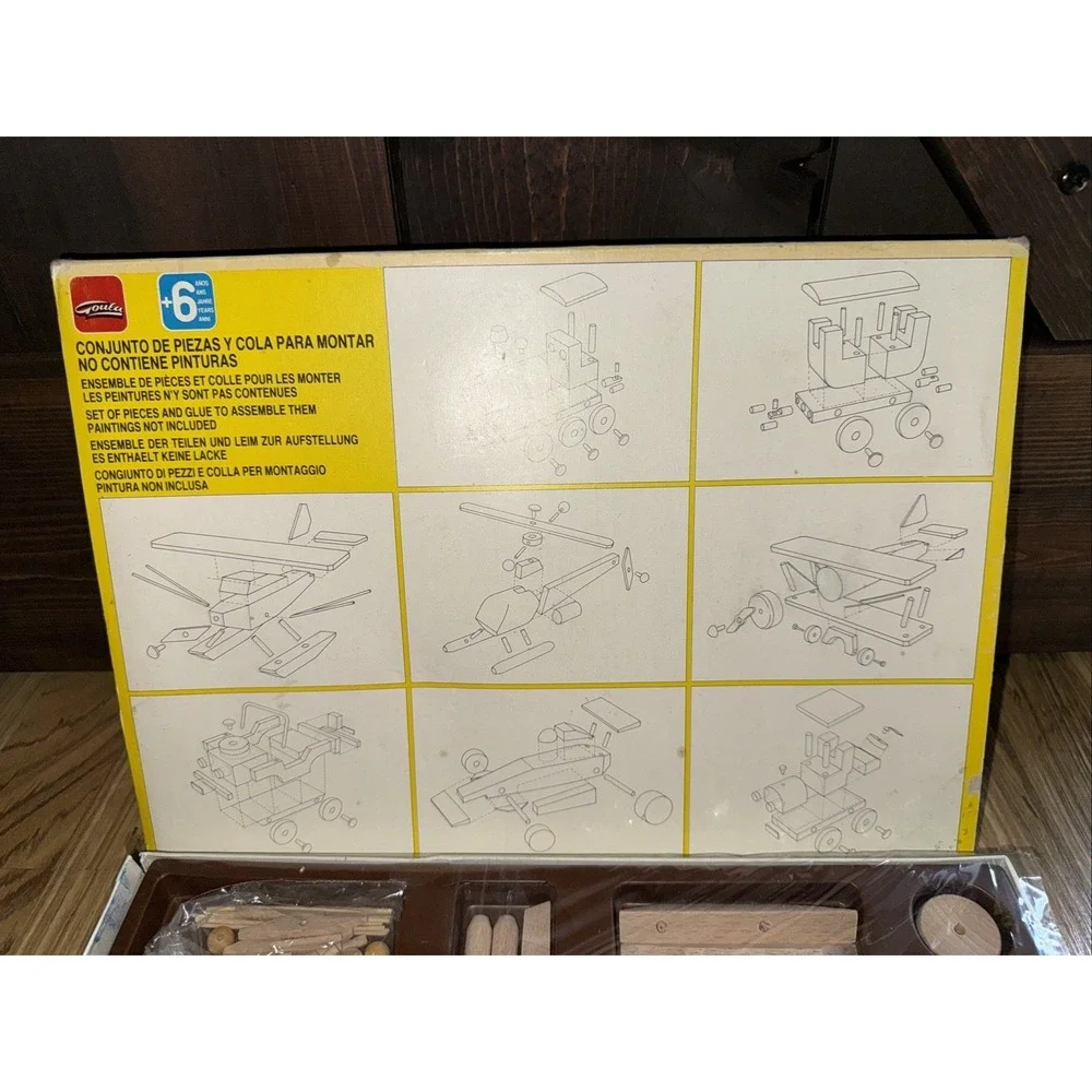 Vintage wood building kits goula 3 Planes Helicopter‎